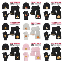 9 Styles Sanrio Gudetama Cartoon Cap Anime Knitted Hat +Glove +Scarf Set