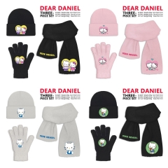 7 Styles Sanrio DEAR DANIEL Cartoon Cap Anime Knitted Hat +Glove +Scarf Set