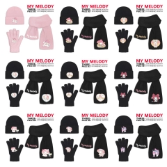 9 Styles Sanrio My Melody Cartoon Cap Anime Knitted Hat +Glove +Scarf Set