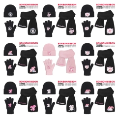 9 Styles  Sanrio BONBONRIBBON Cartoon Cap Anime Knitted Hat +Glove +Scarf Set