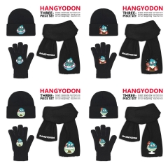 8 Styles Sanrio HANGYODON Cartoon Cap Anime Knitted Hat +Glove +Scarf Set