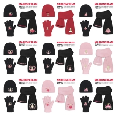 10 Styles Sanrio Marroncream Cartoon Cap Anime Knitted Hat +Glove +Scarf Set