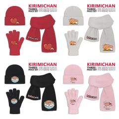 6 Styles Sanrio KIRIMICHAN Cartoon Cap Anime Knitted Hat +Glove +Scarf Set
