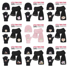 9 Styles Sanrio Little Twin Stars Cartoon Cap Anime Knitted Hat +Glove +Scarf Set