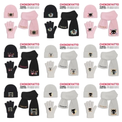 9 Styles Sanrio Chokokyatto Cartoon Cap Anime Knitted Hat +Glove +Scarf Set