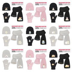 10 Styles Sanrio MARUMOFUBIYORI Cartoon Cap Anime Knitted Hat +Glove +Scarf Set