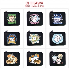 chiikawa吉伊咔哇 10款 动漫 黑色短款对折拉链钱包