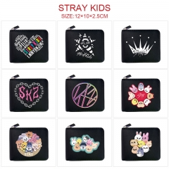 straykids 10款 动漫 黑色短款对折拉链钱包