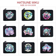 初音未来 11款 动漫 黑色短款对折拉链钱包