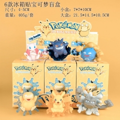 6PCS/SET 4-5cm Pokemon Cartoon Surprise Blind Box Anime PVC Figure Refrigerator Sticker