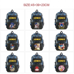 10 Styles Sonic the Hedgehog Cartoon Pattern Anime Backpack Bag With USB Charging Cable