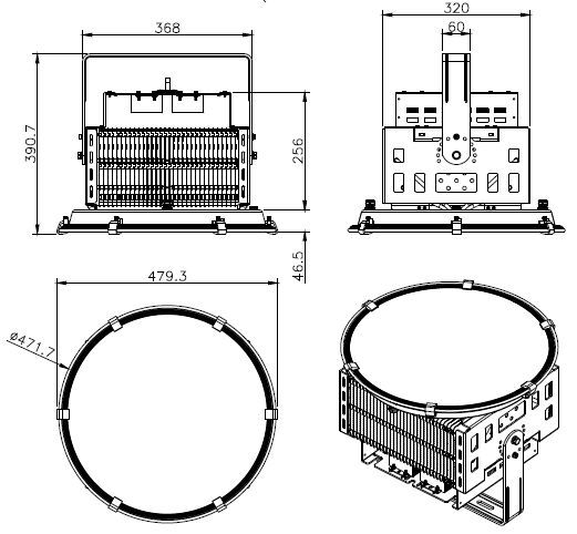 500w-high-power-led-flood-light-size