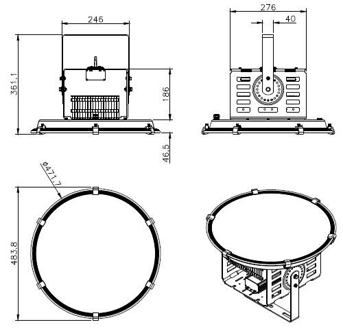 250w-high-power-led-flood-light-size