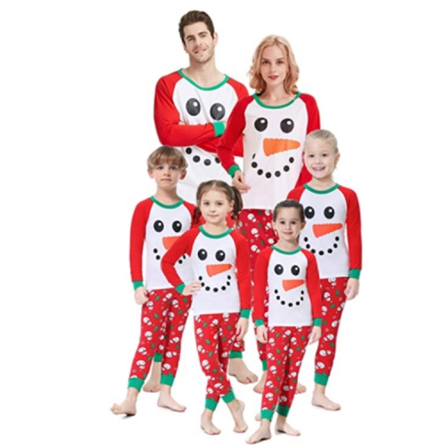 Matching Family Christmas Pajama Snowman Sleepwear Cotton Suit