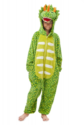 Kids Kigurumi Onesies Triceratops Light Green Pajama