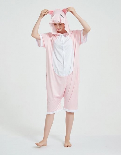 Kigurumi Pink Pig Short-Sleeved Summer Pajama For Kids and Adult