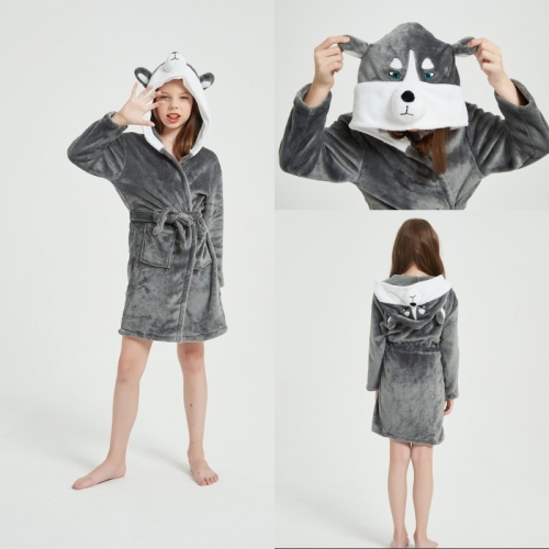 Universal Huskie Children's Bathrobe Hooded Home Pajama