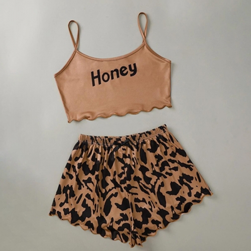 Summer Women Pajamas Honey Sleeveless Shorts Set