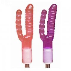 Masturbador de dildo doble, dildo realista de cabezal doble, placer anal y vaginal para máquina sexual