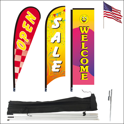 USA-NEW SYSTEM(1+3) Popular Beach Flags(10FT HEIGHT)
