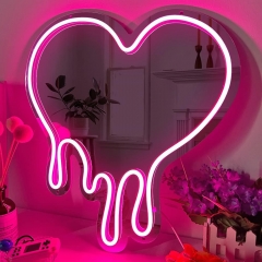 Custom LED Heart Mirror Neon Sign