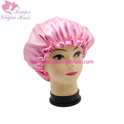 Fashion New Two-layer Polyester Satin Bonnet Night Sleep Silk Cap Shower Hat