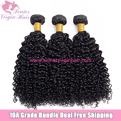 Free Shipping Brazilian Curly Bundle Deal 100% Virgin Human Hair Weave Unprocessed