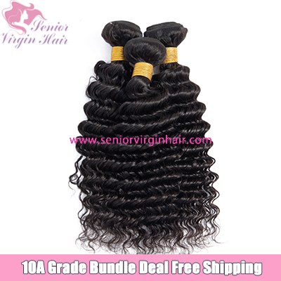 Senior Virgin Hair 3 Bundle Deal Free Shipping 10A Brazilian Deep Wave Luxury Hair Extensions