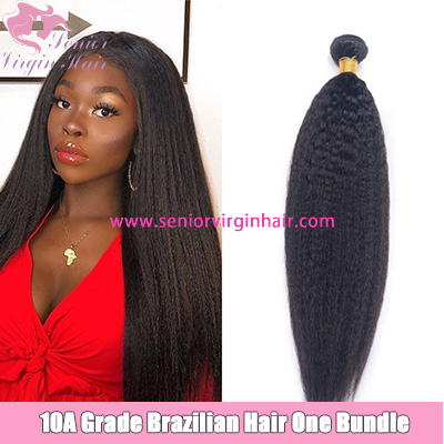 Virgin Brazilian Hair 10A Grade Natural Black Human Hair Weave Kinky Straight Yaki Texture 1 Bundle