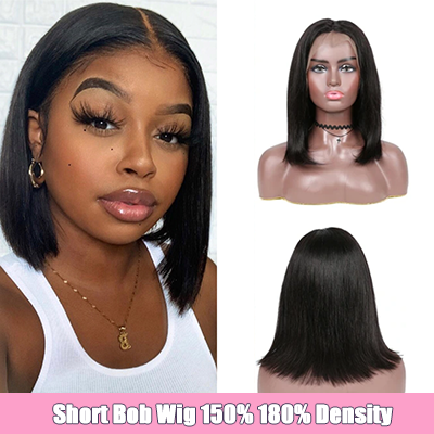 Straight Short Bob Wig Lace Front Human Hair Wigs For Black Women