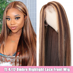 13x4 Lace Front Human Hair Wigs For Women Ombre Human Hair Wigs Brown Blonde Highlight Wig