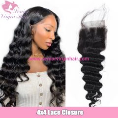 Brazilian Loose Deep Wave 4*4 Lace Closure Swiss Lace Closure With Baby Hair