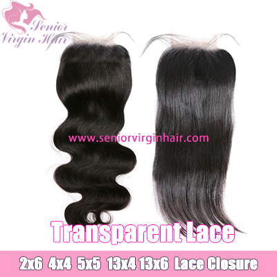 Transparent HD Swiss Lace Closure Lace Frontal Pre-Plucked With Baby Hair 100% Brazilian Human Hair Straight Body Wave