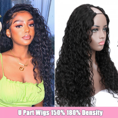 Cheap Water Wave Hair Brazilian U Part Wigs Curly Human Hair Wigs For Women