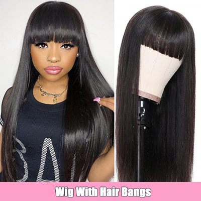 Straight Affrodable Human Hair Wigs With Bangs High Quality Made Made Wigs