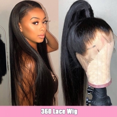 Straight Hair 360 Lace Frontal Wigs Pre-Plucked Human Hair Wigs