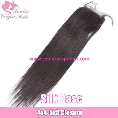 Brazilian Silk Base Closure 4x4 5x5 Silk Top Closure With Baby Hair Hidden Knots  Human Hair Closure Remy Hair Extensions Body Wave Straight