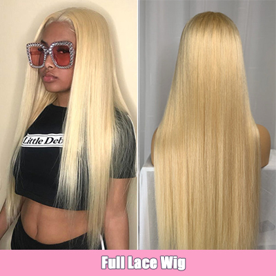 #613 Blonde Wig Straight Full Lace Wigs 100% Virgin Human Hair