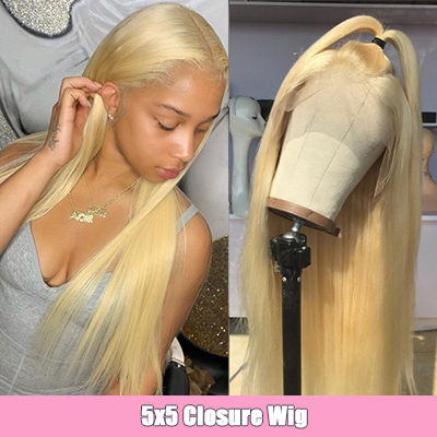 613 Color 5*5 Closure Wigs Straight Closure Human Hair Wigs On Sale