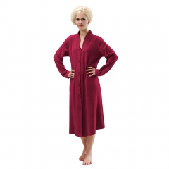 RAIKOU Ladies Luxury Premium Terry TowellingButton Up Full Length Embroidery Cosy Pastel Bath Robe Dressing Gown Nightwear Loungewear Housecoat