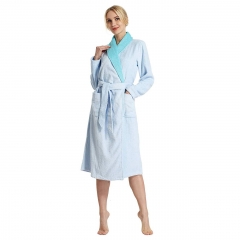 RAIKOU Peignoir de bain en éponge pour femmes, coton Peignoir de sauna, bicolore Peignoir longueur mollet