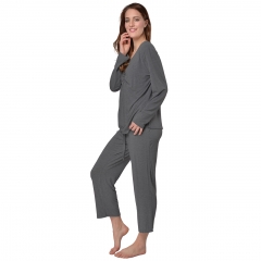 RAIKOU Pyjama en jersey pour femme Pyjama de loisir Loungewear manches longues