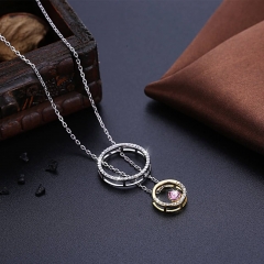 RAIKOU Femme Mode Collier simple avec pendentif, zirconium Collier avec double pendentif cercle