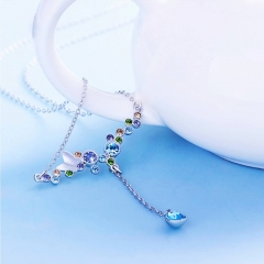 RAIKOU cristal coloré Pendentif papillon Collier porte-clés S925 argent sterling