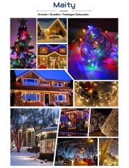 Les guirlandes lumineuses RAIKOU de différentes couleurs, pour l'extérieur et l'intérieur, avec 8 modes d'éclairage différents, éclairage décoratif pour Noël, fête, mariage, jardin, maison, fenêtre et bien plus encore.