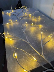 Light decoration, ambience branch and fleece table runner 200cm x 30cm, 12 light branches, warm white relaxation light, 1.8 meters with 48 LEDs