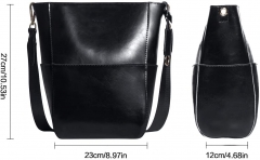 Sac à bandoulière pour femme en cuir véritable - Multiples compartiments, poche intérieure amovible, 2 bandoulières pour toutes les occasions - Look vintage - Cuir de buffle premium