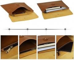 Porte-documents en cuir Porte-documents de conférence A4 A5 Calculatrice, fermeture éclair, bloc-notes inclus, aspect cuir (brun)