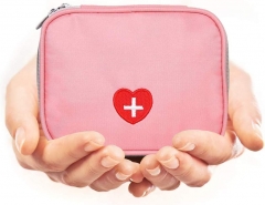 Oxford Fabric Emergency Medicine Bag Caregiver Bag Travel Pharmacy Bag First Aid Kit Medicine Case Medical Bag Pink 14cm(L) x 6cm(W) x 11.5cm(H)
