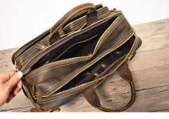 Aktentasche Herren Funktionale Laptoptasche Arbeitstasche Multifunktionale mit Großer Kapazität Unitasche Collegetasche für 14 Zoll Messenger Bag Vintage Retro Braun